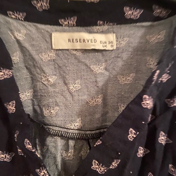 Navy blouse with pink butterfly size 36 Eur / Uk 8 - Picture 4 of 4